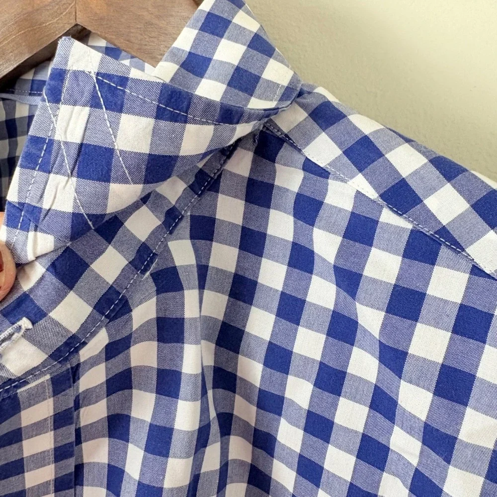 Polo Ralph Lauren Men's‎ L Non Iron Blue Gingham Plaid Check Button Down Shirt
